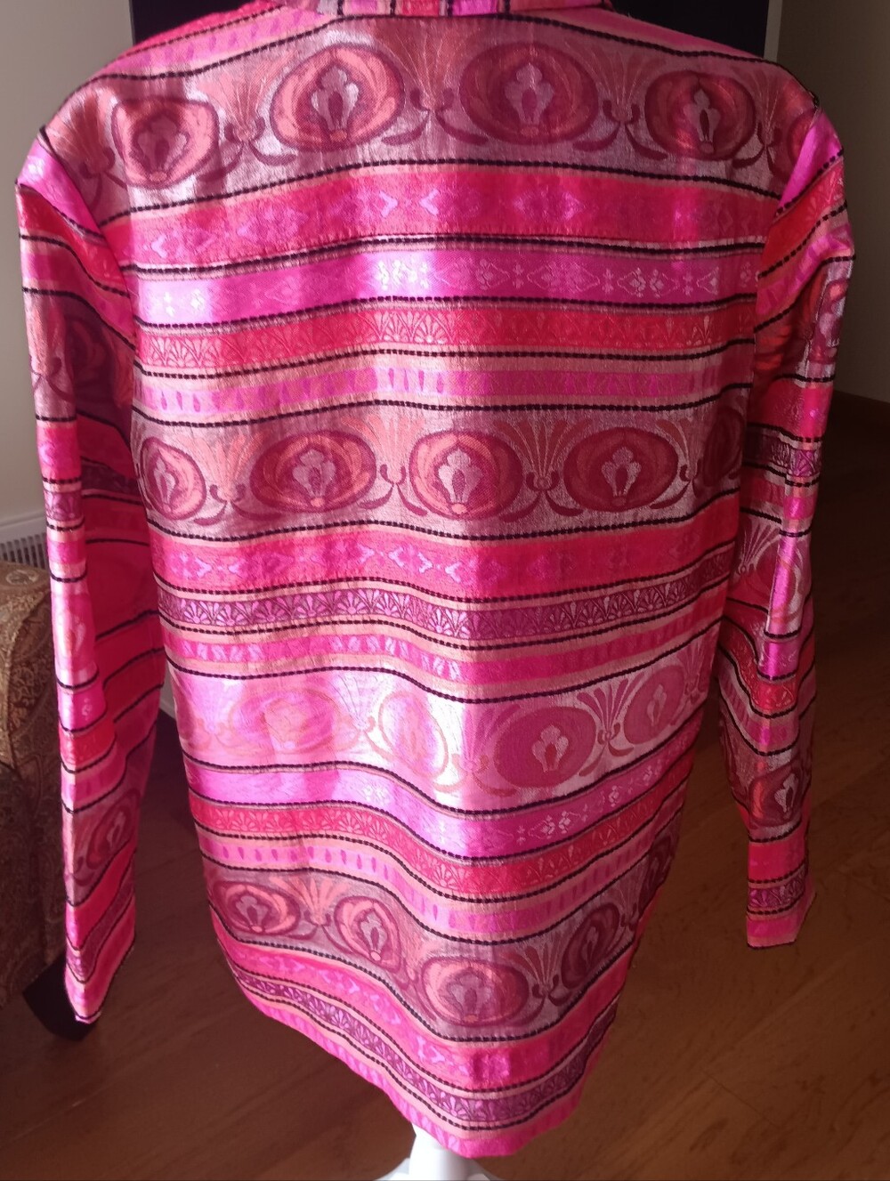 Maggie Barnes Pink Print Collar Button Down Blouse 1× - Picture 3 of 5